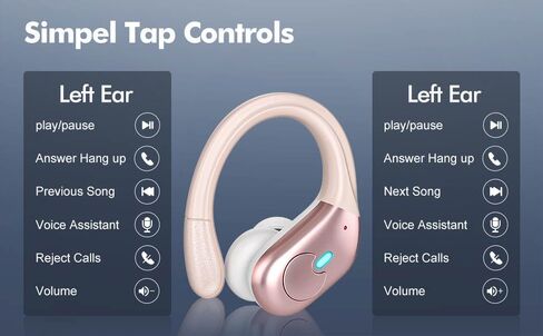 Wireless Earbuds Bluetooth Headphones 80Hrs Playback with LED Diaplay Wireless Charging Case Noise Cancelling Ear Buds with Earhooks, Over Ear Earphones for Sports Running Workout (Black) in Saudi Arabia