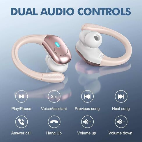 Wireless Earbuds Bluetooth Headphones 80Hrs Playback with LED Diaplay Wireless Charging Case Noise Cancelling Ear Buds with Earhooks, Over Ear Earphones for Sports Running Workout (Black) in Saudi Arabia