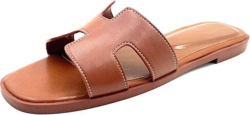 Women's Flat Sandals.Flat Sandals with Unique Design, PU Leather Handcrafted Slippers,Versatile for Vacation, Home, Casual Wear, Gift in Saudi Arabia