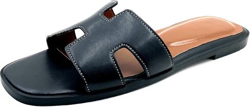 Women's Flat Sandals.Flat Sandals with Unique Design, PU Leather Handcrafted Slippers,Versatile for Vacation, Home, Casual Wear, Gift in Saudi Arabia