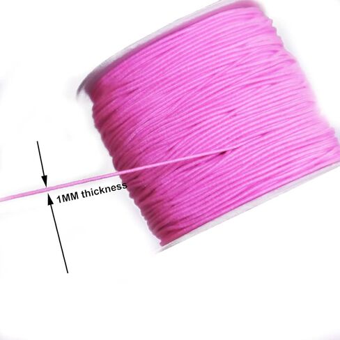 قطعتان من الحبل المرن 1 مم، 218 ياردة، سلك سلسلة تونان قابل للتمدد للأساور والقلائد وصنع المجوهرات بالخرز - أخضر، وردي in Kuwait