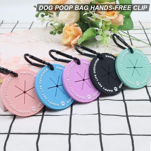 5 Colors Dog Poop Bag Holder, Waste Bag Holder with Carabiner Clip, Hands Free Poop Bag Carrier for Leash, Pet Waste Bag Dispenser for Dog Walking Accessory in Saudi Arabia