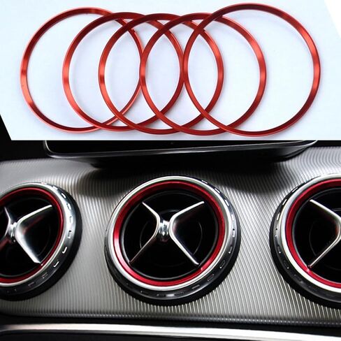 5pcs Aluminum Car Air Conditioner Vent/Opening Outer Trim Decoration Covers for Mercedes-Benz A B CLA GLA Car Interior Accessories Decoration(Blue) in Kuwait