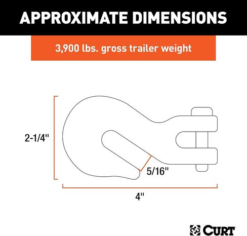 CURT 81340 5/16-Inch Forged Steel Clevis Grab Hook, 3,900 lbs. Work Load, 7/16-In Pin in Saudi Arabia