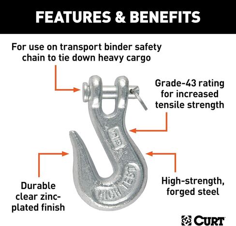 CURT 81340 5/16-Inch Forged Steel Clevis Grab Hook, 3,900 lbs. Work Load, 7/16-In Pin in Saudi Arabia