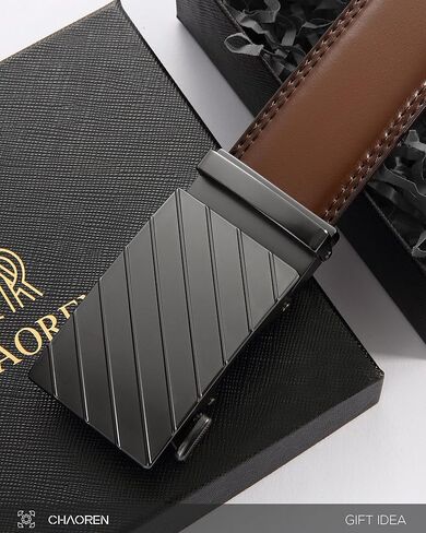 أحزمة CHAOREN بسقاطة للرجال - حزام أسود للرجال 1 3/8 بوصة للفستان الكاجوال - حزام صغير قابل للتعديل يناسب كل مكان in Kuwait