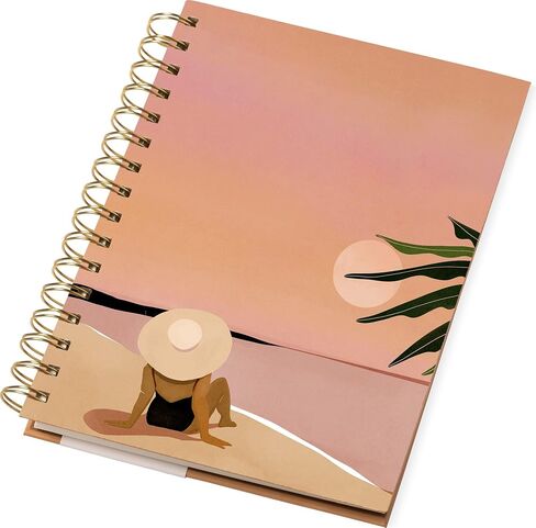 WORLD TRAVELER Eccolo Spiral Lined Journal Notebook, Writing Hardcover Journal, 192 White Lined Paper Pages, Beach at Sunset, Inspirational journal for women (6x8 inches) in Saudi Arabia