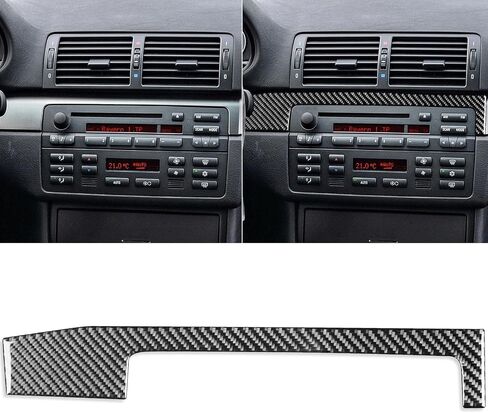 ملحقات ملصق لوحة التحكم المركزية من ألياف الكربون الحقيقية متوافقة مع BMW E46 3 Series 1998 1999 2000 2001 2002 2003 2004 2005 أسود، BM8512 in Kuwait
