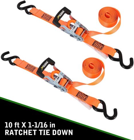 أشرطة ربط السقاطة القياسية XSTRAP - 4PK - 1-1/16 بوصة × 10 قدم، قوة كسر 3000 رطل، طقم ربط شديد التحمل مع حلقات ناعمة 2PK - أشرطة شحن للأجهزة المتحركة، دراجة نارية (فاخرة) in Saudi Arabia
