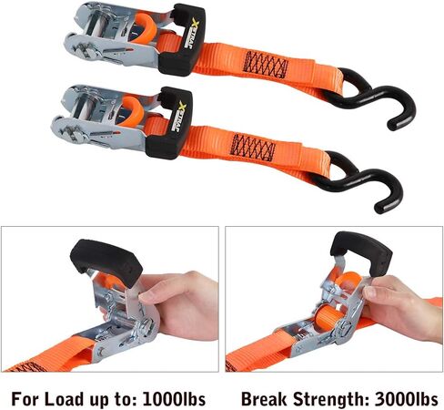 أشرطة ربط السقاطة القياسية XSTRAP - 4PK - 1-1/16 بوصة × 10 قدم، قوة كسر 3000 رطل، طقم ربط شديد التحمل مع حلقات ناعمة 2PK - أشرطة شحن للأجهزة المتحركة، دراجة نارية (فاخرة) in Saudi Arabia