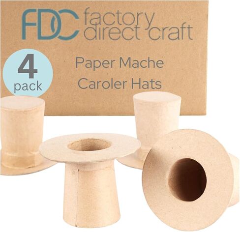 Pack of 24 Paper Mache Caroler Hats by Factory Direct Craft- Papier Mache Snowman Top Hats for Christmas Holiday Crafts, 4th of July Uncle Sam or St. Patrick's Day Decorations (2-1/2" H x 3-3/8" Dia) in Kuwait