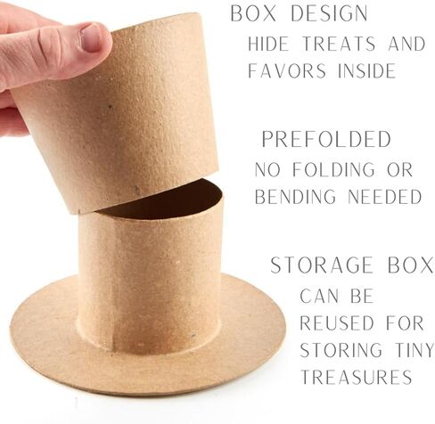 Pack of 24 Paper Mache Caroler Hats by Factory Direct Craft- Papier Mache Snowman Top Hats for Christmas Holiday Crafts, 4th of July Uncle Sam or St. Patrick's Day Decorations (2-1/2" H x 3-3/8" Dia) in Saudi Arabia