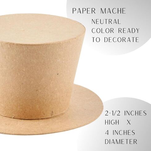 Pack of 24 Paper Mache Caroler Hats by Factory Direct Craft- Papier Mache Snowman Top Hats for Christmas Holiday Crafts, 4th of July Uncle Sam or St. Patrick's Day Decorations (2-1/2" H x 3-3/8" Dia) in Saudi Arabia