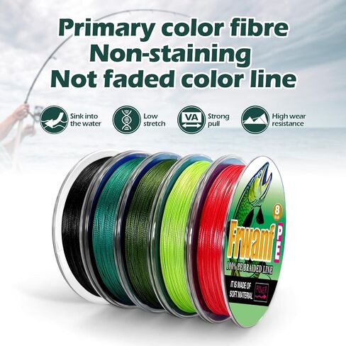 8 Strand Braided Fishing Line - Colorfast - Zero Stretch - High Strength - Abrasion Resistant Braided Line - Thousands of Choices in 9 Colors - Professional Performance in Salt or Fresh Water in Saudi Arabia