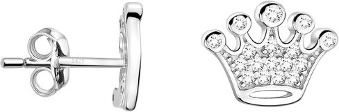 SOFIA MILANI - Solid 925 Sterling Silver Earrings for Women - Crown Stud Earrings - 20237 in Kuwait