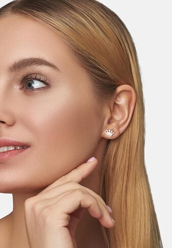 SOFIA MILANI - Solid 925 Sterling Silver Earrings for Women - Crown Stud Earrings - 20237 in Kuwait