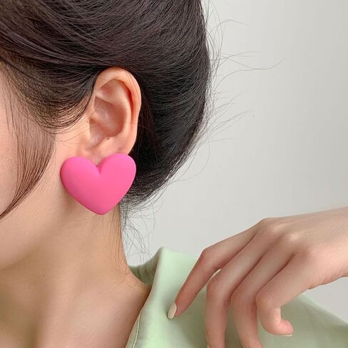 Boho Acrylic Love Heart Stud Earrings for Women,Unique Lover Heart Earrings Valentine's Day Wedding Birthday Jewelry Gifts in Kuwait