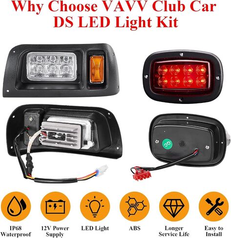 مجموعة إضاءة Club Car DS متوافقة مع عربات الجولف Club Car DS 1993-2023، المصابيح الأمامية LED والأضواء الخلفية لعربات الجولف الكهربائية وعربات الجولف Club Car DS (12 فولت) in Saudi Arabia