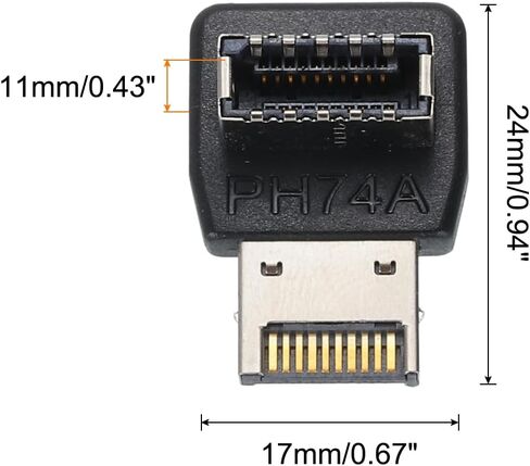 MECCANIXITY USB3.1 Type-E محول 90 درجة الزاوية اليمنى لرأس اللوحة الأمامية من النوع E للوحة الأم والكمبيوتر والكمبيوتر الشخصي مع غلاف بلاستيكي Style-A in Kuwait
