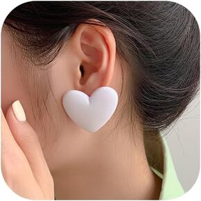 Boho Acrylic Love Heart Stud Earrings for Women,Unique Lover Heart Earrings Valentine's Day Wedding Birthday Jewelry Gifts
