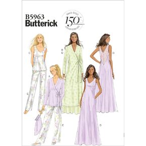 Butterick Patterns B5963 Misses' Robe, Top, Gown, Pants and Bag Sewing Templates, Size E5 (14-16-18-20-22)