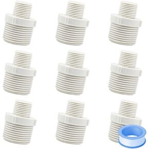 10PCS 1/2" to 3/4" PVC Pipe Fittings Nipple G1/2 X G3/4 Male to Male Thread Coupling Hex Straight Adapter Connector