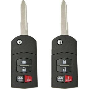 Keyless2Go Replacement for New Keyless Entry 4 Button Remote Flip Key Fob for Mazda 6 and 3 BGBX1T478SKE125-01 (2 Pack)