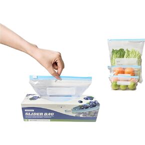 Reusable Slider Freezer Storage Bags. Wider bottom, larger capacity, transparent, heavy duty, leak-proof, sealed :100% food grade silicone food storage bag, BPA-free (Gallon Bags, Count, 10)