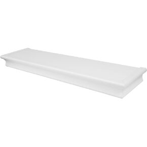 HIGH & MIGHTY 515610 Decorative 24" Floating Shelf Holds up to 20lbs, Easy Tool-Free Dry Wall Installation, Beveled, Retail Packaging, White