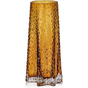 Thickened Amber Glass Flower Vases for Centerpiece (H:9" D:4") Glass Vases for Flowers Table Desk Decor Stability Star Shape for Wedding Housewarming Gift