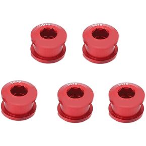 VBESTLIFE Bike Chainring Bolts Kit, 5Pcs 7075 Aluminum Alloy Ultra Light Single Chainring Bolts for Road Mountain Bike(Red)