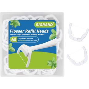RioRand Ultraclean Access Flosser Refill Heads, Kit of Refills, Deep Clean Teeth, Protect Teeth and Gums PFAS Free, Mint 60PCS (Pack of 2)