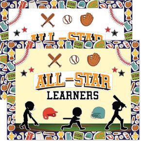 Decorably 41 Pcs Cutouts Baseball Bulletin Board Decorations Set with Borders, Sports Bulletin Board Decorations - School, Gym, Homeschool