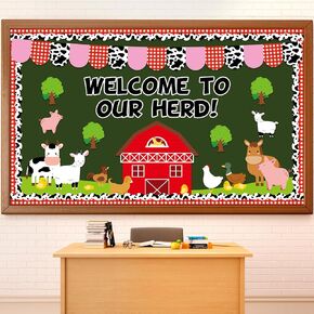 Back to School Bulletin Board Set Farm Animal Cutouts Classroom School Decorations Welcome to Our Herd Classroom Bulletin Board for Teacher Supplies Chalkboard Wall Classroom Decor