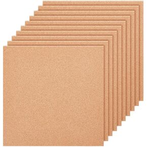BENECREAT 10 Pack 12x12 Inch Cork Board 1mm Thick Cork Board Tiles Square Cork Tiles Coaster Cork Sheets Tiles for Bulletin Boards, Wall Decoration, DIY Crafts