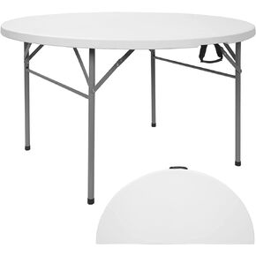 4.5FT Round Table, Round Folding Table 54 inches, Bifold Round Table, Plastic Dining Table, Event Commercial Table for Wedding, Party, Garden, Patio