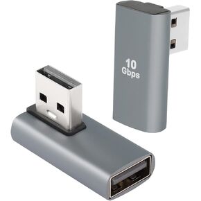 QIANRENON USB 3.1 90° Adapter USB A Male to Female Right Angle Coupler 10Gbps USB 3.1 Data Transfer Charging Converter Connector,for Power Bank Tablet Computer,2Pcs (Female Backwards)