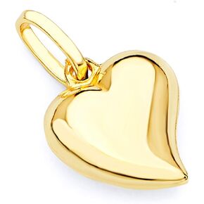 14k REAL Yellow Gold Heart Charm Pendant