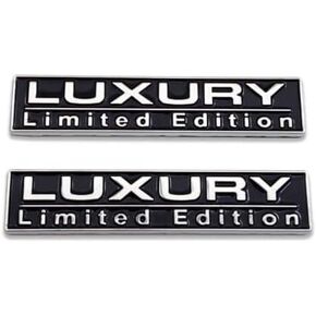 2X Luxury Limited Edition Emblem 3D Auto Racing Sport Badge Rear Trunk Sticker Side Fender Decal Nameplate (Chrome Black)