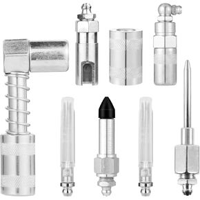 8pcs Grease Needle Tip Accessory Set, Grease Gun Injector Needle Dispenser Grease Injection Needle Nozzle Rubber Joint Grease Nozzle 90 Degree Rubber Joint Fitting Tool for Injecting