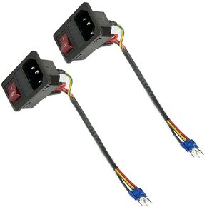 2PCS 10A 250V Rocker Switch Power Socket Inlet Module Plug 5A Fuse Switch with 5Pcs 16-14 AWG Wiring 3 Pin IEC320 C14 Compatible with Anet A8 Ender 2 and Most Printer