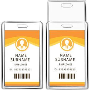 Cobee 2 Card Badge Holder, 2 Pieces Heavy Duty ID Card Badge Holder Hard Plastic Card Protector Case for ID Credit Card Driver Licenses Passes Office School Supplies(Horizontal)
