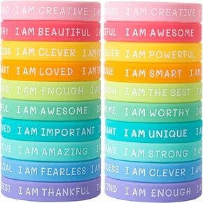 20 Pieces Students Inspirational Wristbands Rubber Bracelets Fun Motivational Wristbands for Kids Students Back to School Gifts