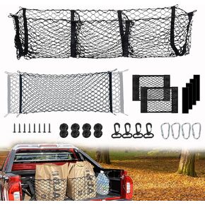 Cargo net for Pickup Truck Bed: Jaugow Heavy Duty Bungee Netting 3' x 4' Stretches to 6' x 8' - SUV roof Rack Basket net for Tacoma ram F150