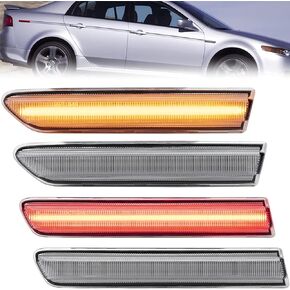 NJSBYL Amber/Red LED Side Marker Lights for Acura TL 2004 2005 2006 2007 2008 Clear Lens Front/Rear Left Right LED Sidemarker Lamps Replacements