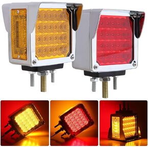 مربع الوجه المزدوج أدى أضواء إشارة بدوره العنبر / الأحمر 52 أدى، الوجه المزدوج أدى مقطورة وقف الذيل بدوره إشارات شاحنة الحاجز أضواء الركيزة 3 ترصيع استبدال لkenworth / بيتربيلت / Freightliner 10V-30V in Kuwait
