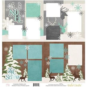 Two Printed Layouts - Noel & Let it Snow - 2-2 Page 12"x12" Kits & Bonus: 2 Duplicate 6"x6" Layouts - 80lb Specialty Paper - Exclusive Christmas Designs - by Miss Kate Cuttables