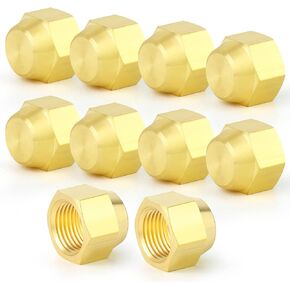 GASHER 10PCS Brass 1/4" Tube OD connector SAE 45 Degree Flare Cap Tube Fitting