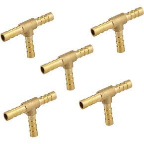 3/4" T-Shaped 3 Ways ID Brass Barb Splicer Fitting,19mm Barb Hose Fitting Air Gas Water Fuel,Barbed Tee Connector,2pcs