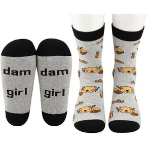 MBMSO 2 Pairs Dam Girl Socks Funny Beaver Gifts Beaver Novelty Socks Beaver Lover Fan Gifts Beaver Dam Gift for Animal Lovers